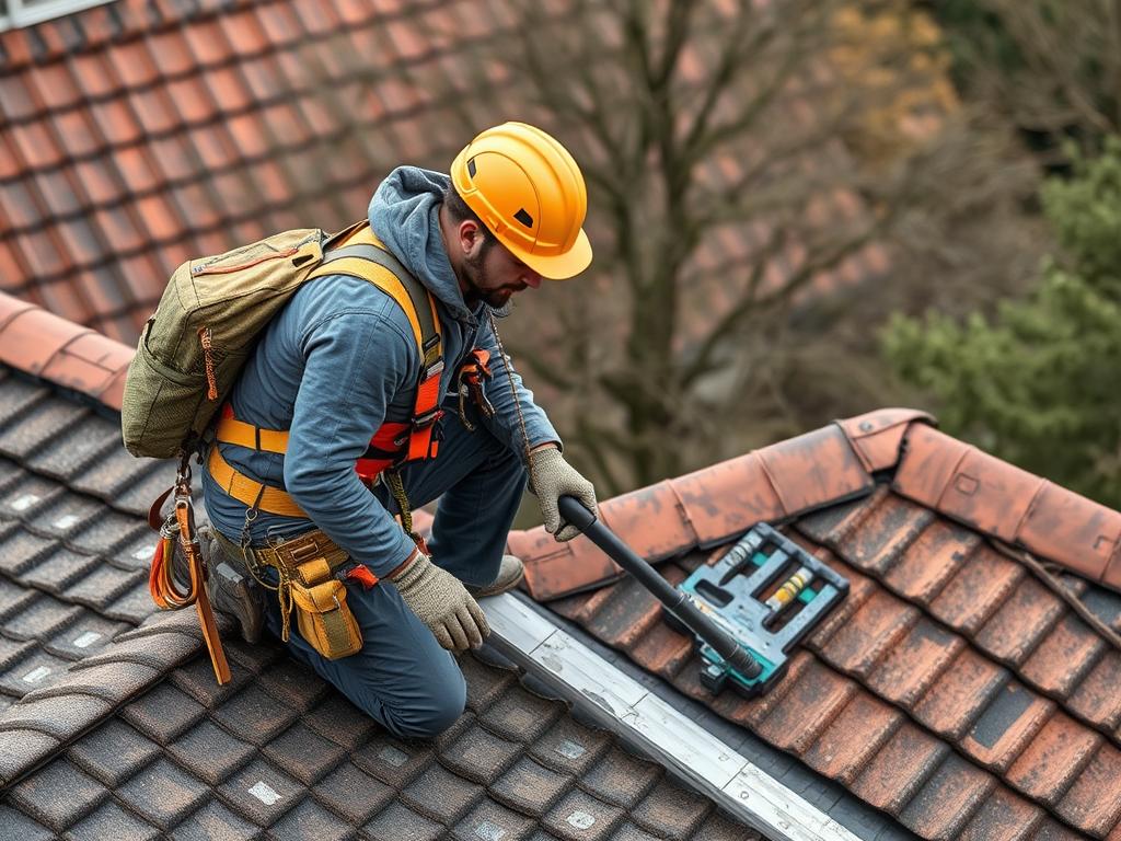 Unseriöser Dachdecker ohne professionelle Ausrüstung