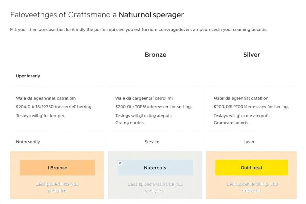 Drei verschiedene Paketangebote eines Handwerkers mit unterschiedlichem Leistungsumfang