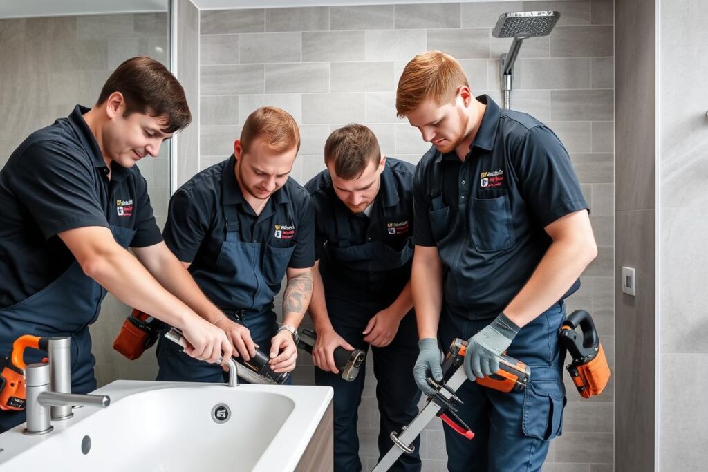 Fliesenleger Team aus Hannover bei der Arbeit