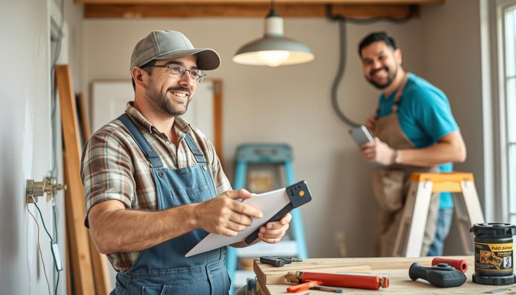 Handwerker bei der Arbeit nach Auftragsvermittlung über Plattform