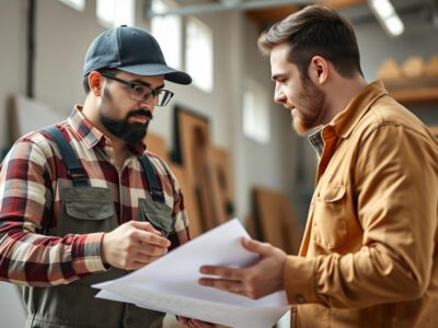 Handwerker bei der Kundenberatung - Kundengewinnung im Handwerk