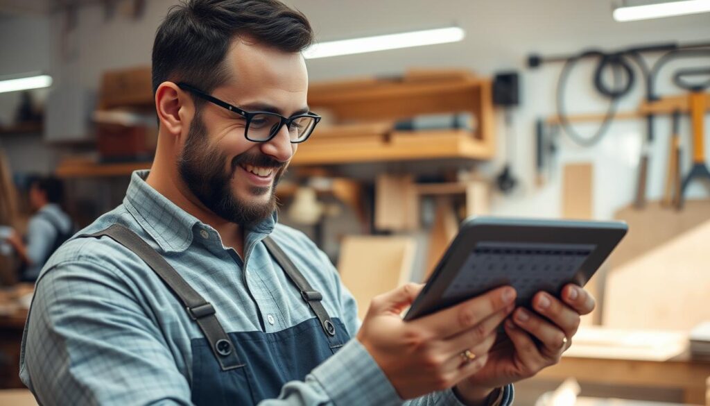 Handwerker mit vollem Auftragsbuch - erfolgreiche Kundengewinnung im Handwerk