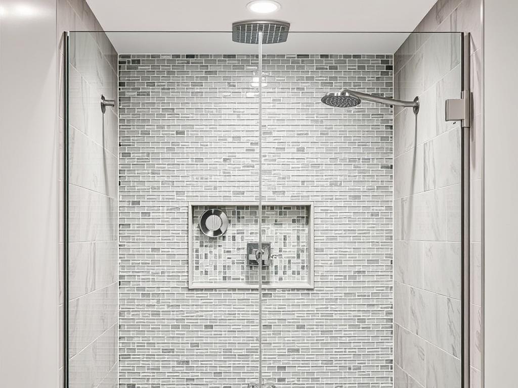 Moderne Dusche mit Glasmosaik von Fliesenleger Hannover