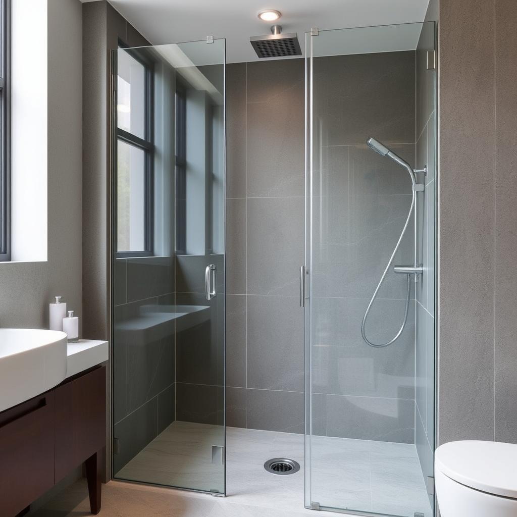 Moderne Walk-In-Dusche als Ersatz für eine Badewanne