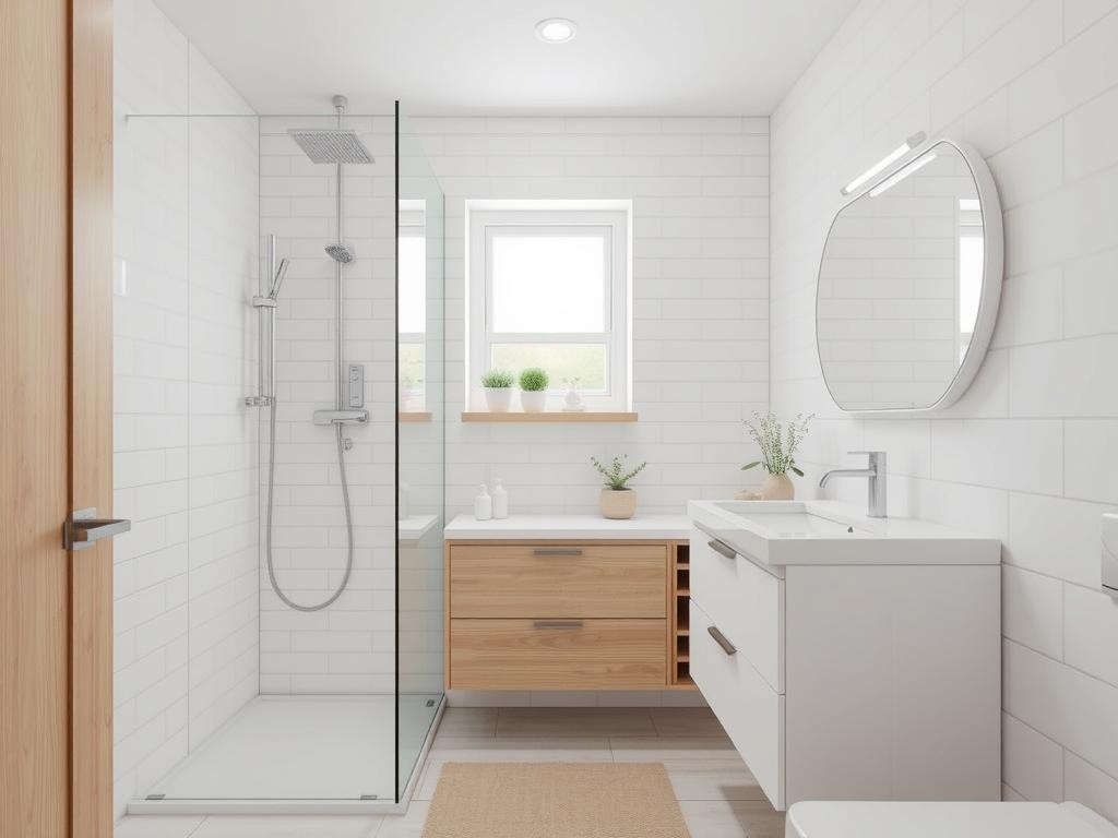 Modernes Badezimmer im skandinavischen Stil nach Badrenovierung in Niedersachsen