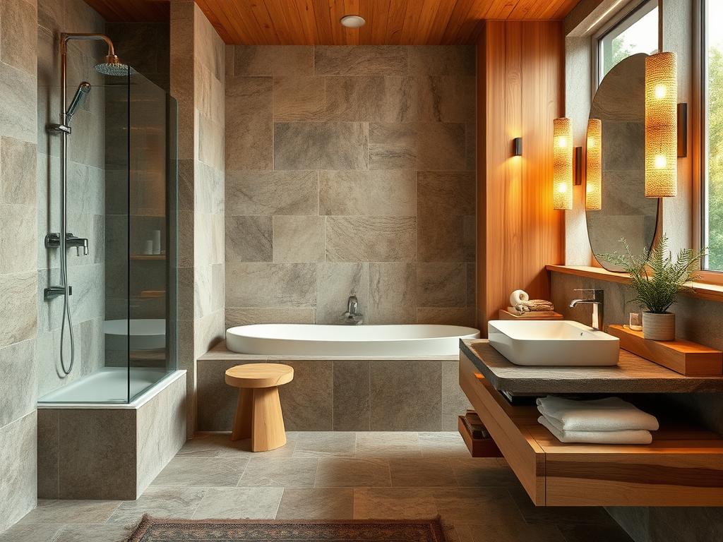 Naturstein-Optik Badezimmer von Fliesenleger in Hannover gestaltet