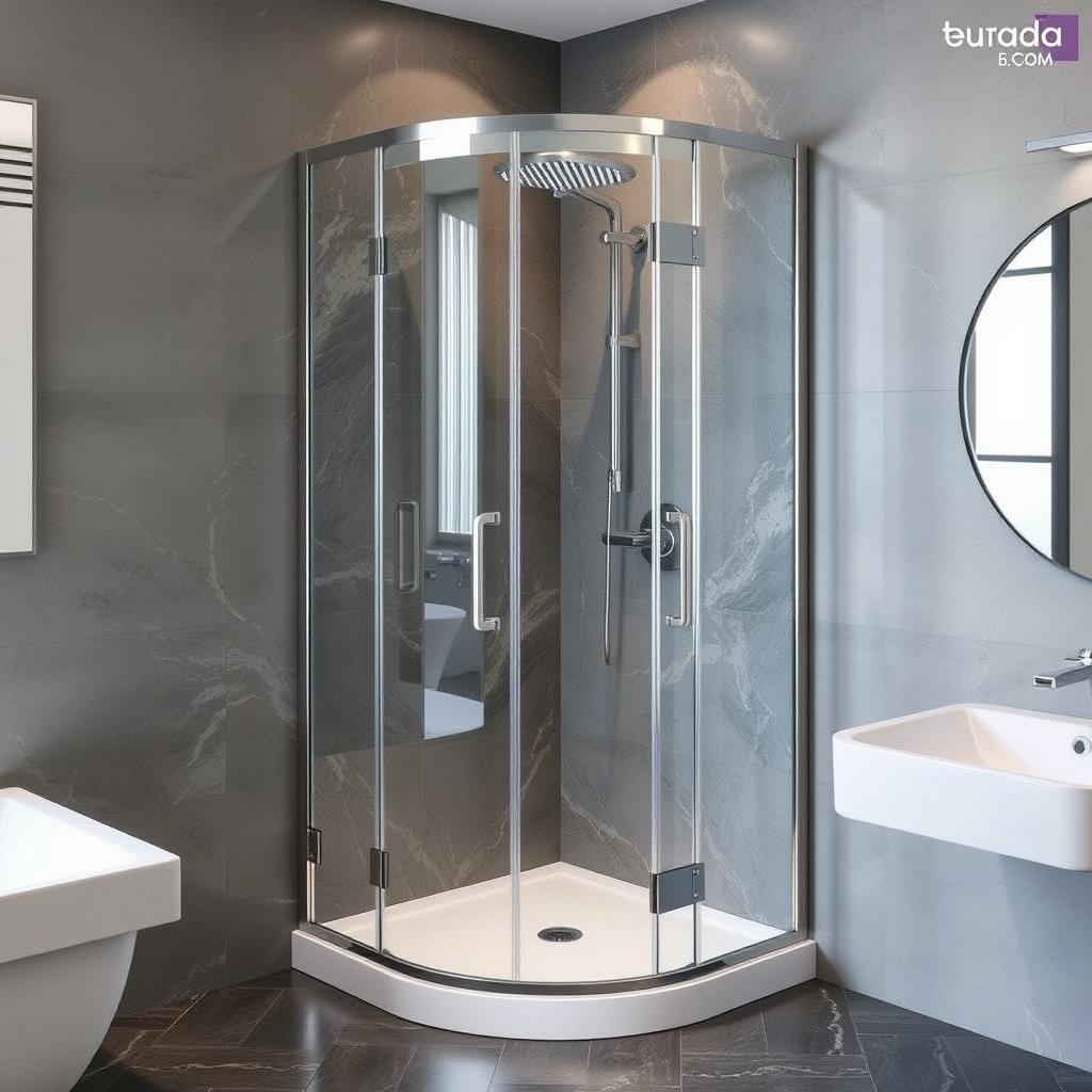 Platzsparende Eckdusche als Ersatz für eine Badewanne