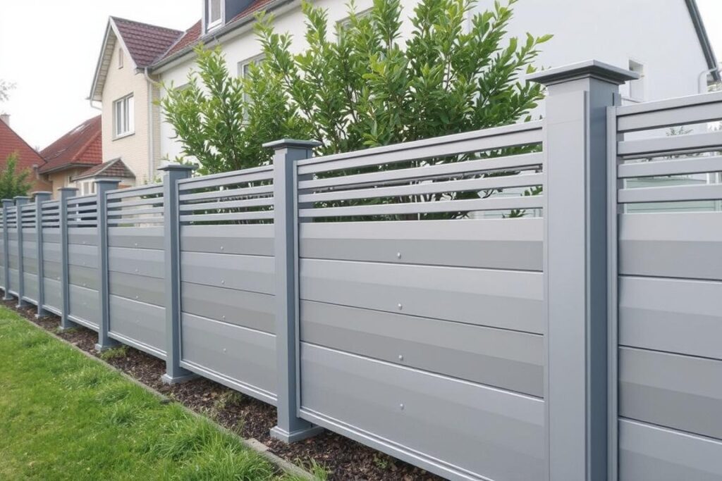 Aluminium-Sichtschutzzaun mit horizontalen Lamellen in Hannover