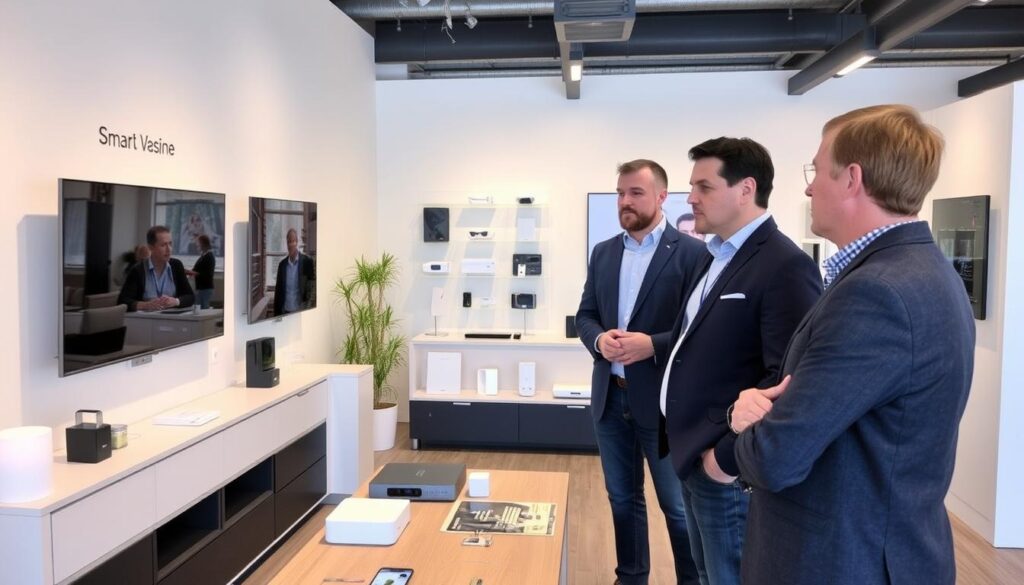 Beratungsgespräch bei einem Smart Home Anbieter in Niedersachsen mit Produktvorführung