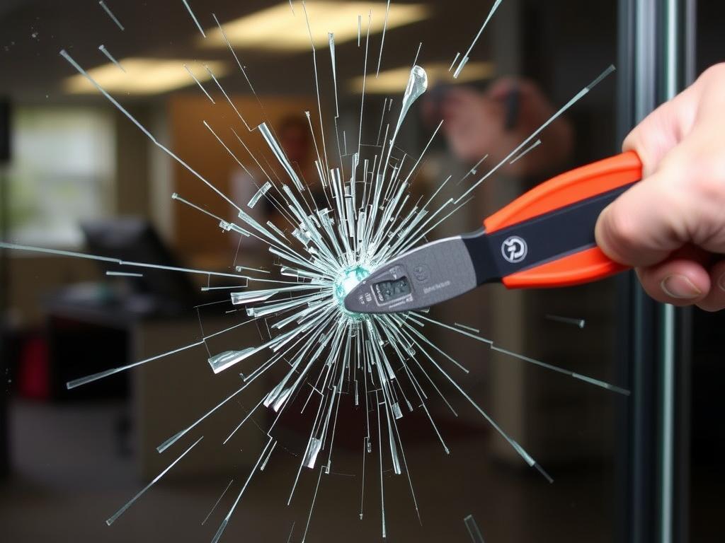 Demonstration der Widerstandsfähigkeit von Sicherheitsglas Fenster bei Einbruchsversuch
