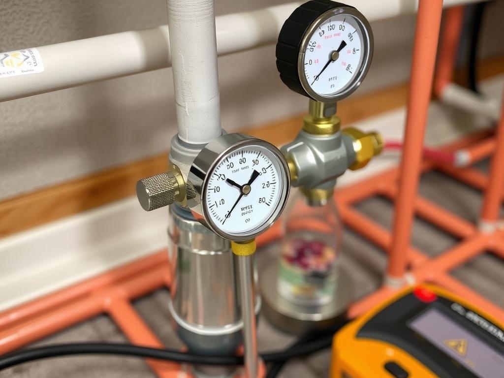 Durchführung einer Dichtigkeitsprüfung an der Fußbodenheizung