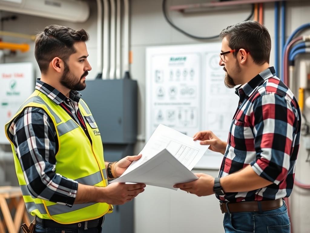 Ein zertifizierter Elektriker vom Fachbetrieb bei der Beratung eines Kunden