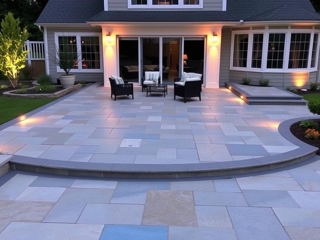 Elegant gepflasterte Terrasse mit Naturstein und harmonischem Verlegemuster