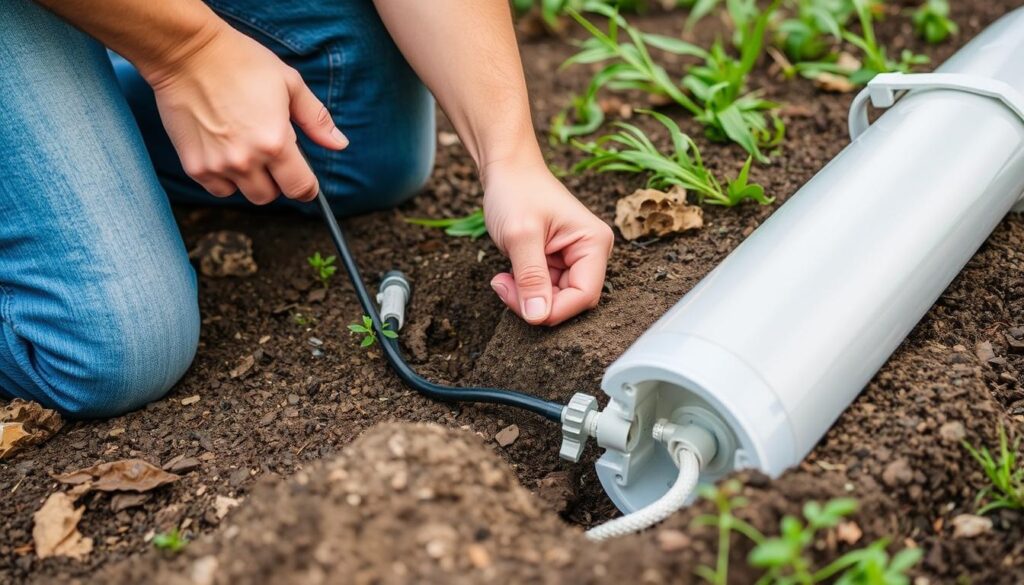 Fachgerechte Verlegung von Erdkabeln für Gartenbeleuchtung mit Kabelschutzrohr