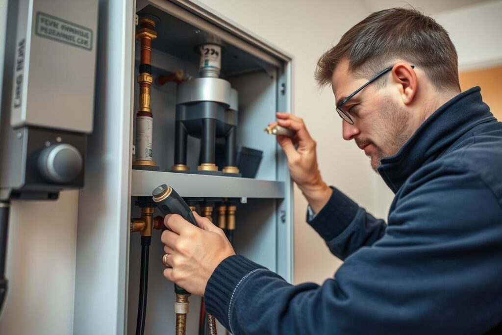 Fachmann bei der Durchführung einer Heizungswartung in Niedersachsen