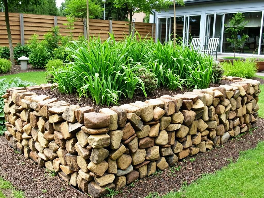 Gabionen-Hochbeet in einem Garten in Hannover