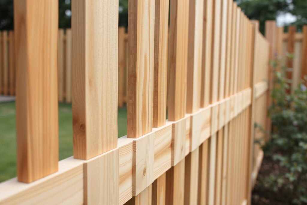 Holz-Sichtschutzzaun mit vertikalen Lamellen in Hannover