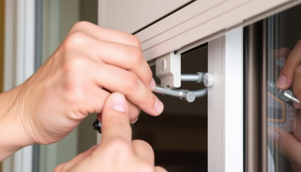 Justierung eines Fenster-Schließmechanismus mit Inbusschlüssel
