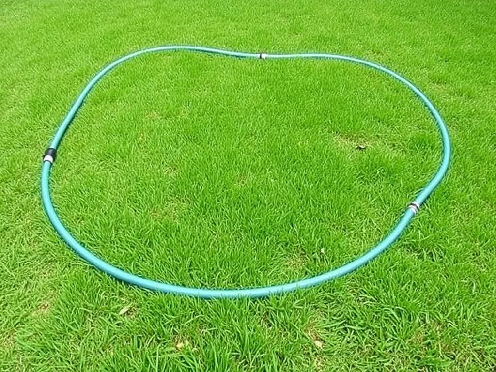 Markierung der Teichform mit einem Gartenschlauch