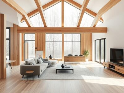 Moderner Innenausbau in einem Wohnraum in Niedersachsen mit offener Gestaltung und natürlichen Materialien