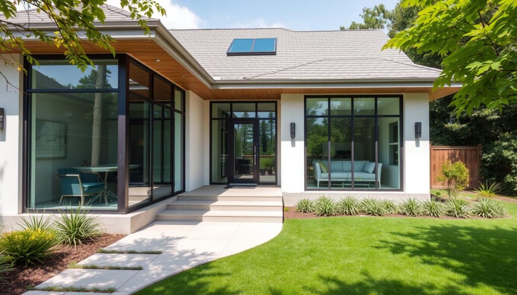 Modernes Haus mit Sicherheitsglas Fenstern - sicher und lärmgeschützt
