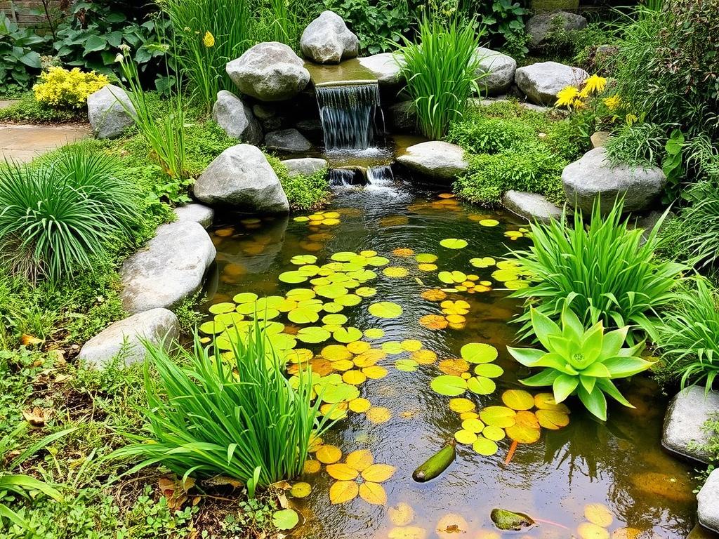 Naturnaher Gartenteich mit Ufervegetation