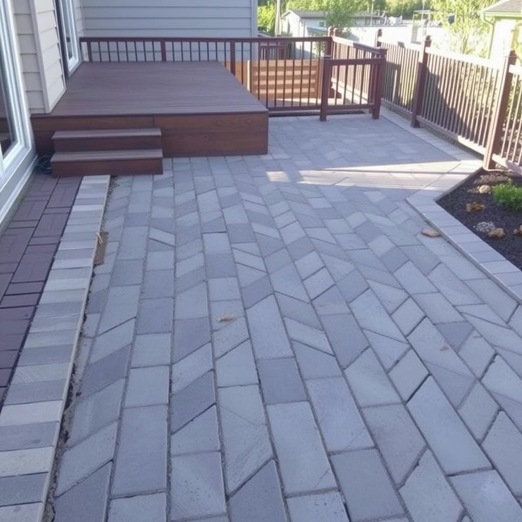 Pflasterarbeiten im Diagonalverband für eine Terrasse vom Fachbetrieb