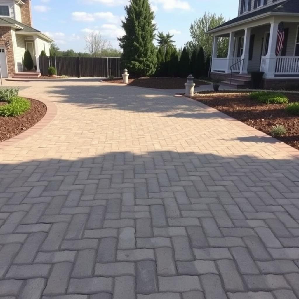 Pflasterarbeiten im Ellenbogenverband für eine Einfahrt vom Fachbetrieb