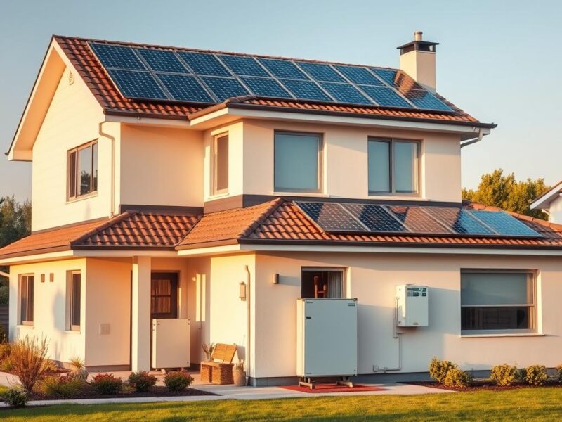 Photovoltaikanlage mit Speicher auf einem Einfamilienhaus