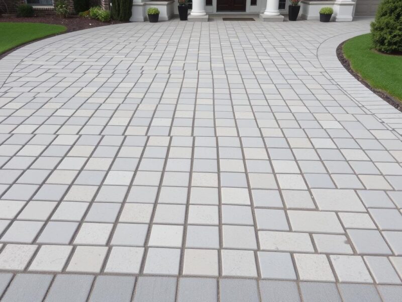 Professionell gepflasterte Einfahrt mit verschiedenen Pflastersteinen vom Fachbetrieb