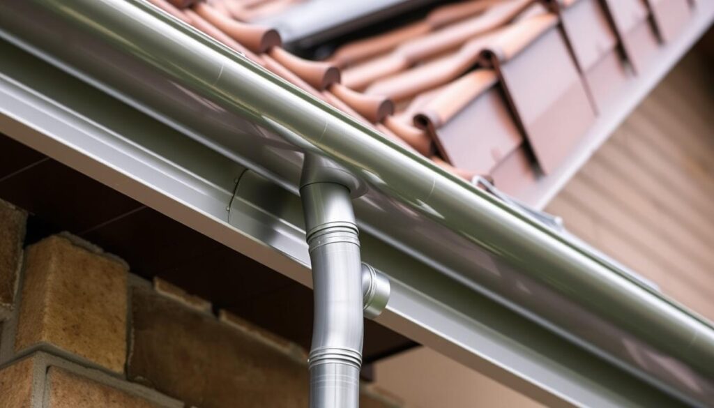 Professionell installiertes Dachrinnen-System an einem Haus in Niedersachsen