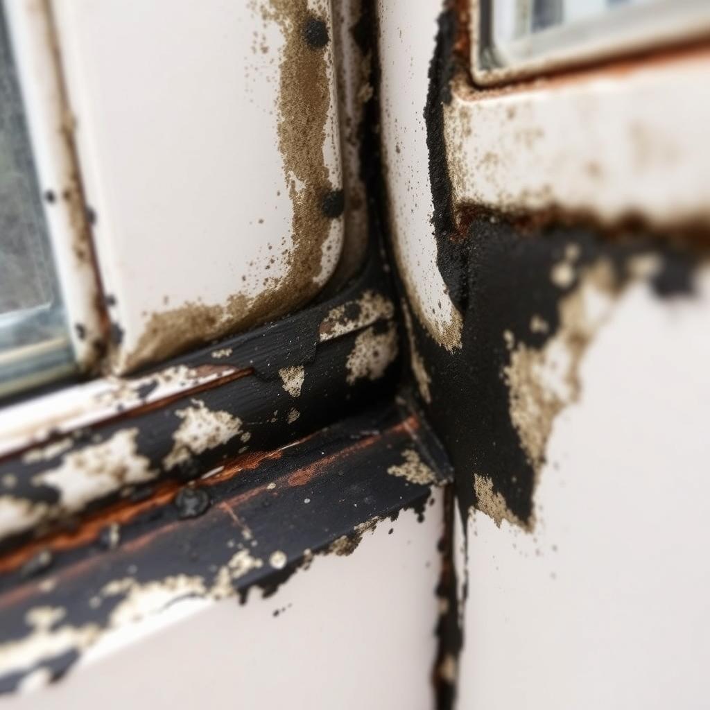 Schimmelbildung an der Fensterlaibung durch fehlerhafte Fenster Montage im Neubau