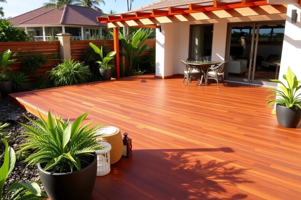 Terrasse aus Bangkirai-Holz im Terrassenbau