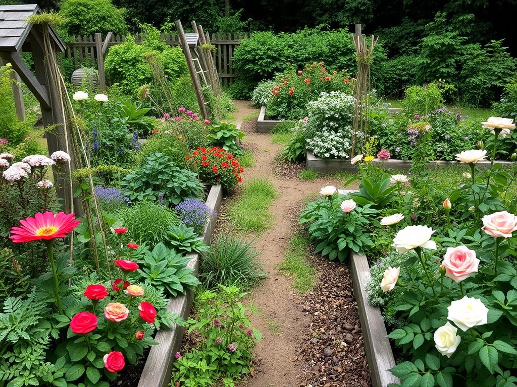 Traditioneller Bauerngarten mit Nutz- und Zierpflanzen für Gartenplanung & Gestaltung
