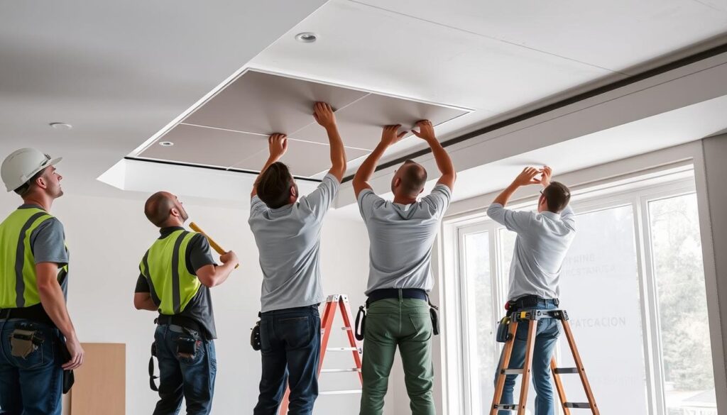 Trockenbauer bei der Arbeit in Niedersachsen