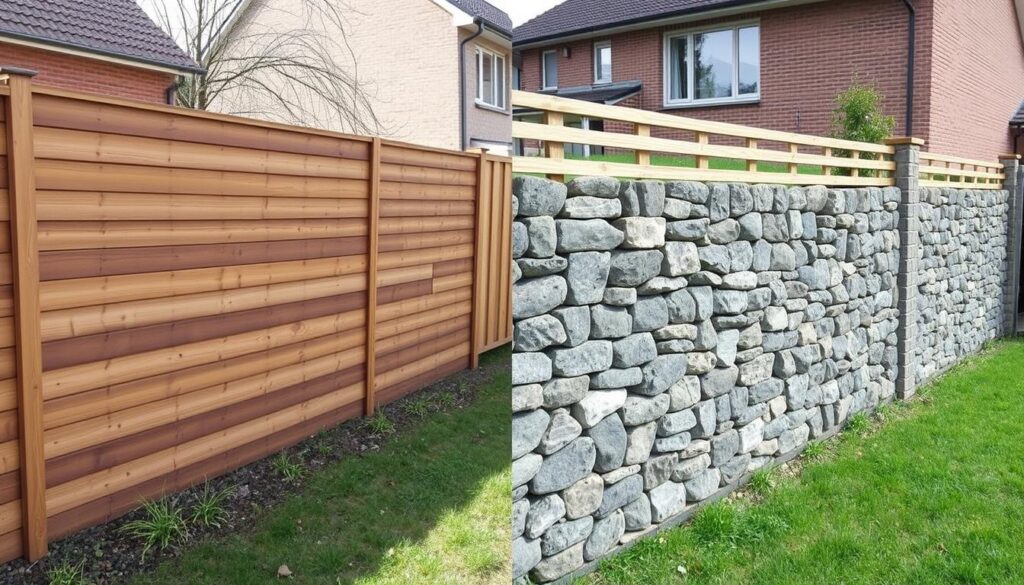Vergleich zwischen traditionellem Zaun und moderner Gabionenwand in Hannover