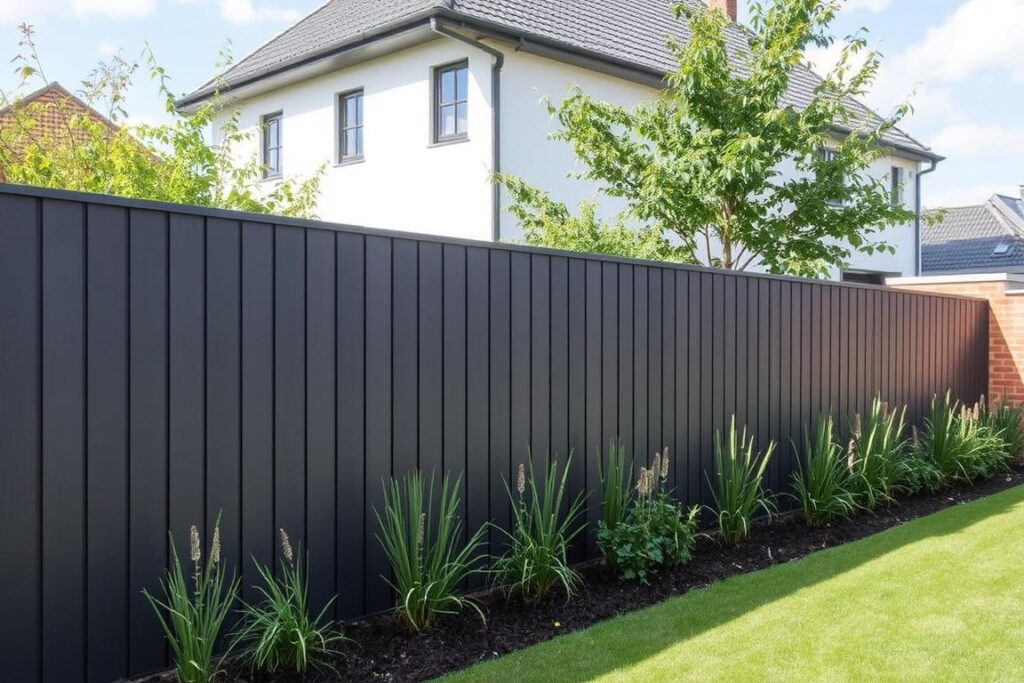 WPC-Sichtschutzzaun in anthrazit in einem modernen Garten in Hannover