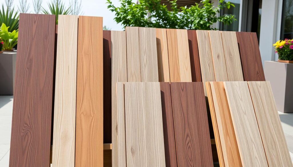 WPC-Terrassendielen in verschiedenen Farben und Texturen für den Terrassenbau