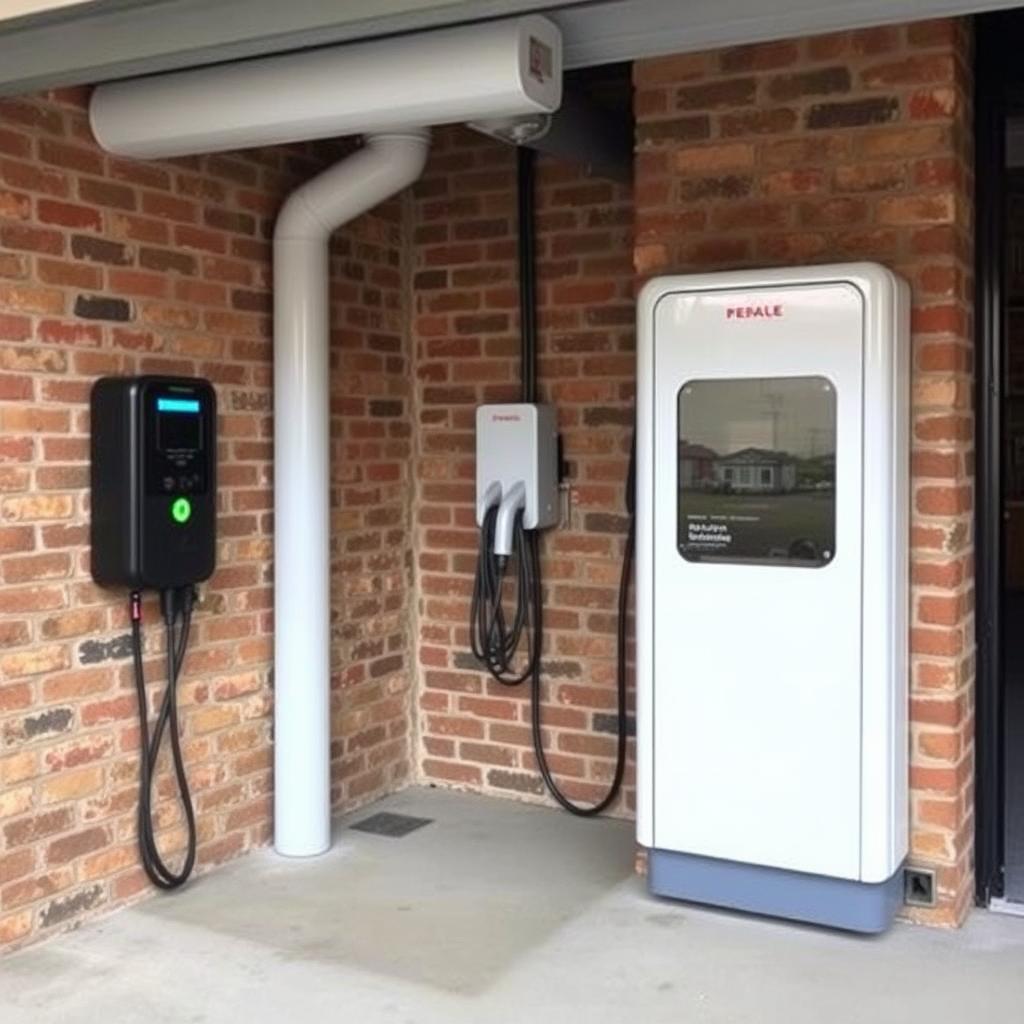 Wallbox für Elektrofahrzeuge in einer sanierten Altbau-Garage